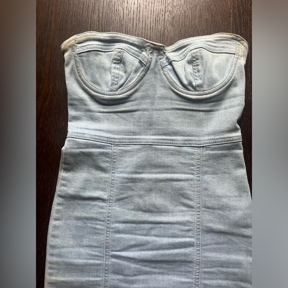 TopShop Europe Vintage Strapless Denim Dress US4 - Picture 3 of 14